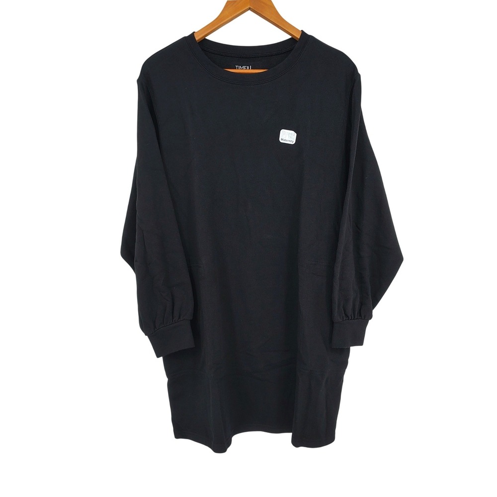Black Maternity Sweatshirt Dress Womens Medium Minimalist Fall Casual Athleisure